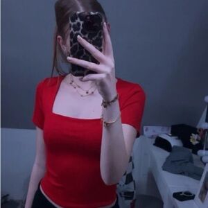 Amisu Vibrant Red Crop Top